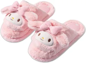 with Rubber Sole for Girls Women Roffatide Cartoon Cute Plush scenery Open Back Floor Slippers Indoor Shoes Fuzzy Slippers 