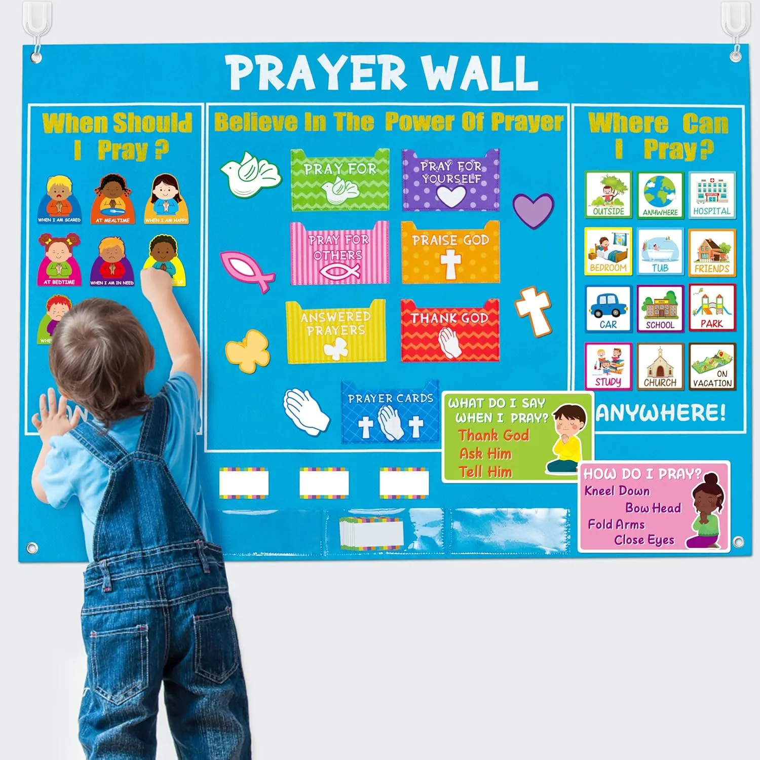 with Story Card, Prayer Bulletin Board Accessories, Religious Flannel Felt Stories for Preschool Kids spite sensible depress modestly Classroom Sunday School Home WATINC 37Pcs Prayer Wall Felt Story Board Set 