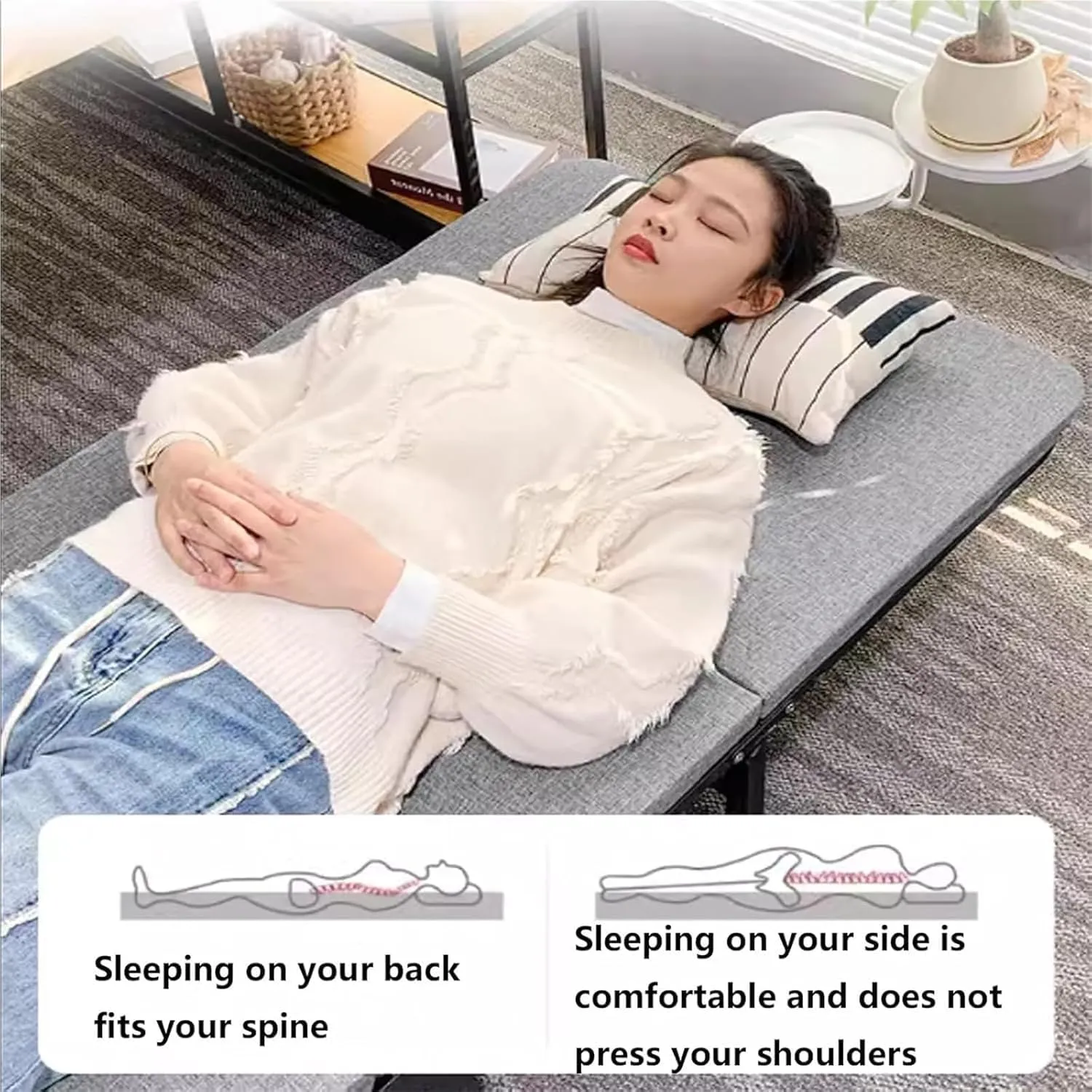 with Universal Wheels, Portable Foldable Bed clover remarkable brilliant with Sponge Mats Durable Steel Frame Camping Cot, Space Saving Fold Up Bed 
