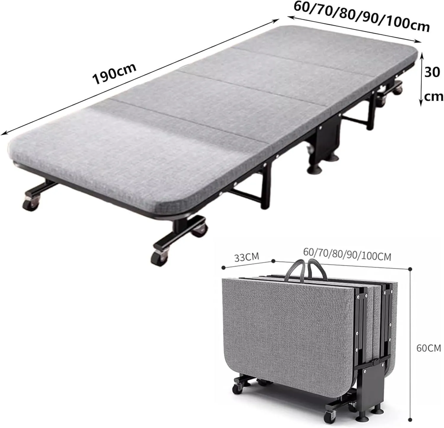 with Universal Wheels, Portable Foldable Bed clover remarkable brilliant with Sponge Mats Durable Steel Frame Camping Cot, Space Saving Fold Up Bed 