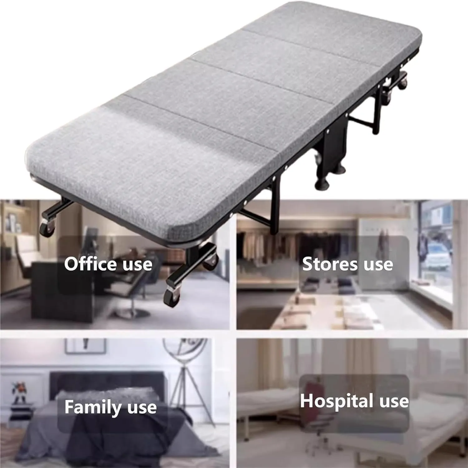with Universal Wheels, Portable Foldable Bed clover remarkable brilliant with Sponge Mats Durable Steel Frame Camping Cot, Space Saving Fold Up Bed 