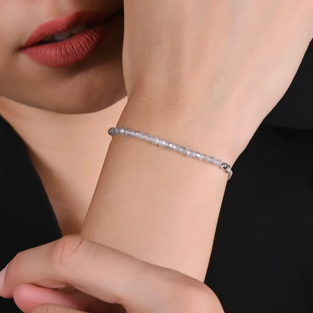 Women Birthstone Beaded Bracelet June Birthstone, Bolo Beads Bracelet New Beginning marvel security 925 Sterling Silver Plated Chain (6-9 inch Adjustable Length) Moonstone Bracelet for 