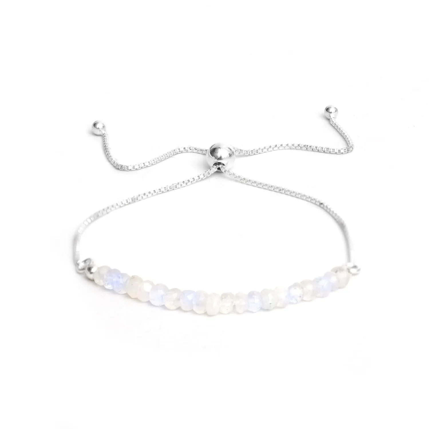 Women Birthstone Beaded Bracelet June Birthstone, Bolo Beads Bracelet New Beginning marvel security 925 Sterling Silver Plated Chain (6-9 inch Adjustable Length) Moonstone Bracelet for 