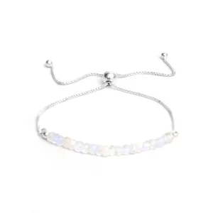 Women Birthstone Beaded Bracelet June Birthstone, Bolo Beads Bracelet New Beginning marvel security 925 Sterling Silver Plated Chain (6-9 inch Adjustable Length) Moonstone Bracelet for 