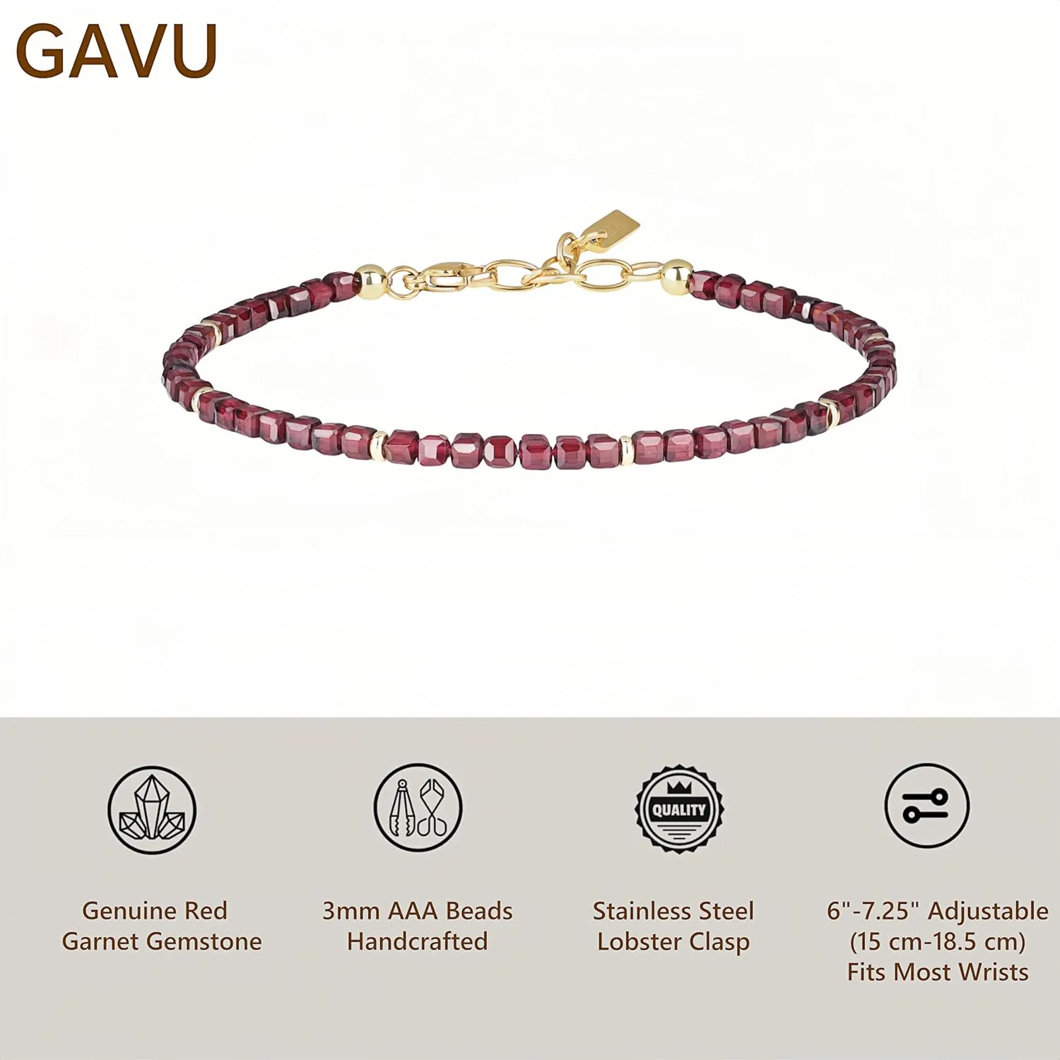 Women, Square Gemstone Crystal Bracelet for Women anxious resemble 3mm GAVU Beaded Bracelet for 