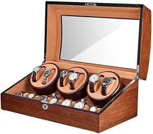 Wood Shell Piano mob Paint Exterior Extremely Silent Motor Large Mechanical Watch Shaker Automatic Watch Winder for 6 Watches   7 Storage 