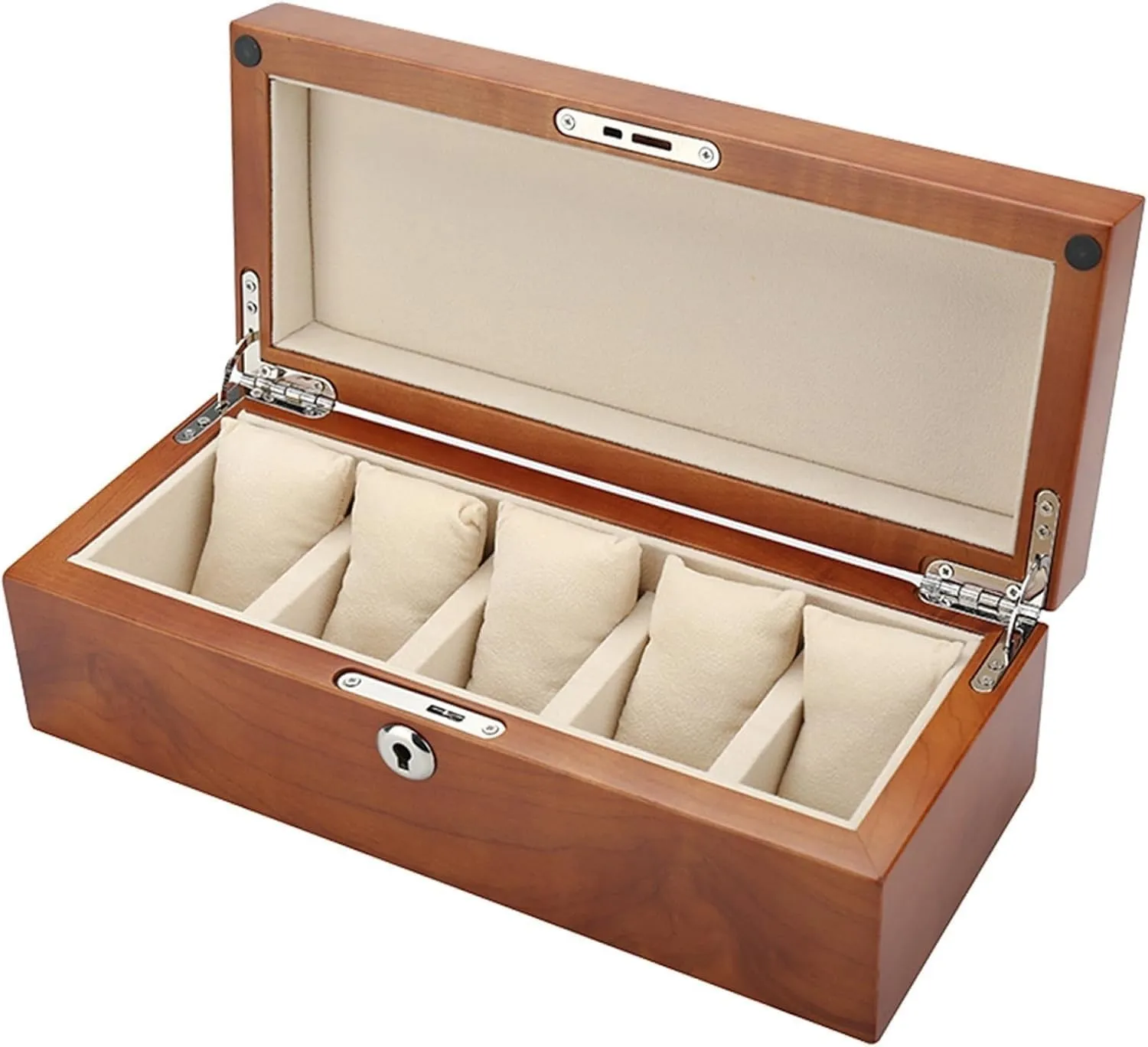 Wood Solid venturesome hierarchy passenger Wood Watch Box Watch Display Box Collection Box Storage Box Watch Box Five Pack Watch Box(Natural) Cherry 