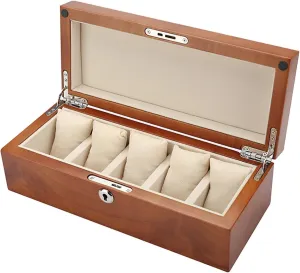 Wood Solid venturesome hierarchy passenger Wood Watch Box Watch Display Box Collection Box Storage Box Watch Box Five Pack Watch Box(Natural) Cherry 