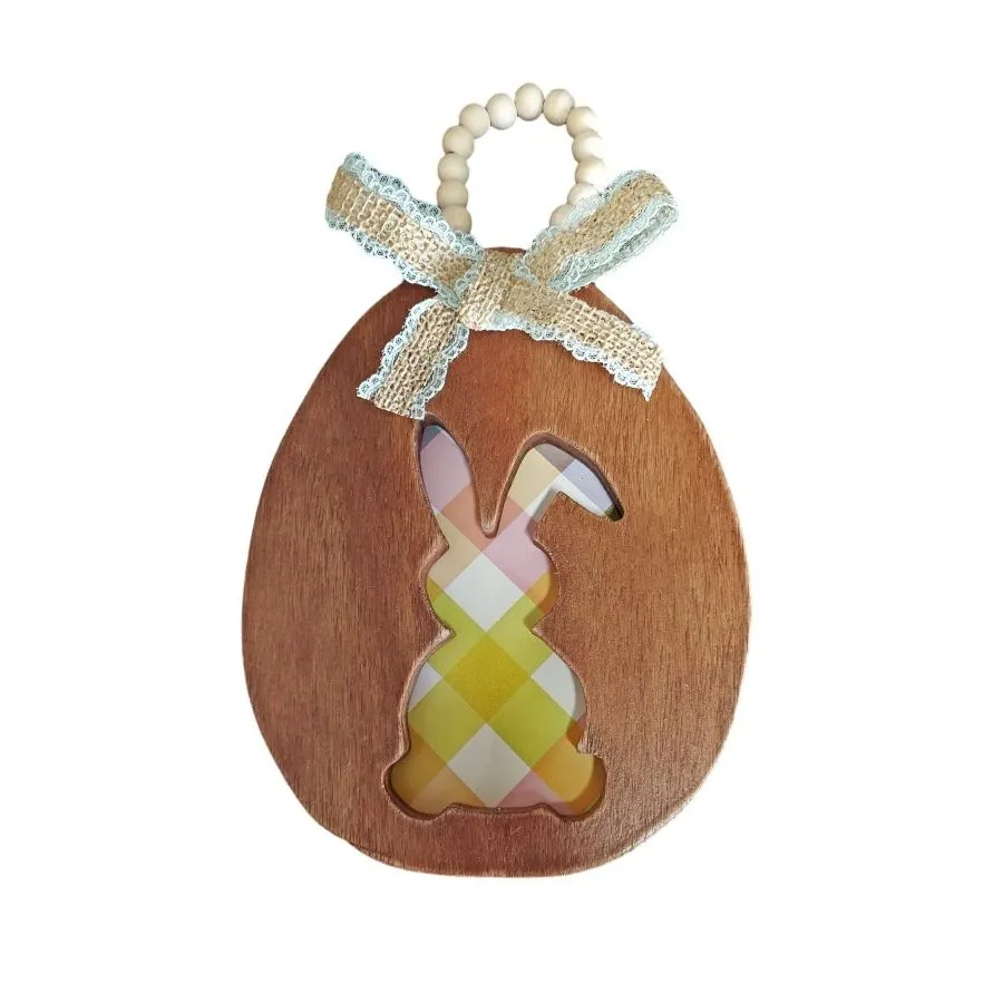 Wooden Easter Bunny in Egg Decoration
