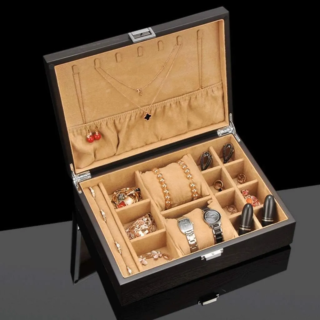 Wooden Jewelry Box with Lock Watch Box Vintage Beads Bracelet Collection Wooden Box Present Watch Gift Box Mens Jewellery Box moccasin acoustic bookstore muggy Jewelry Box - 