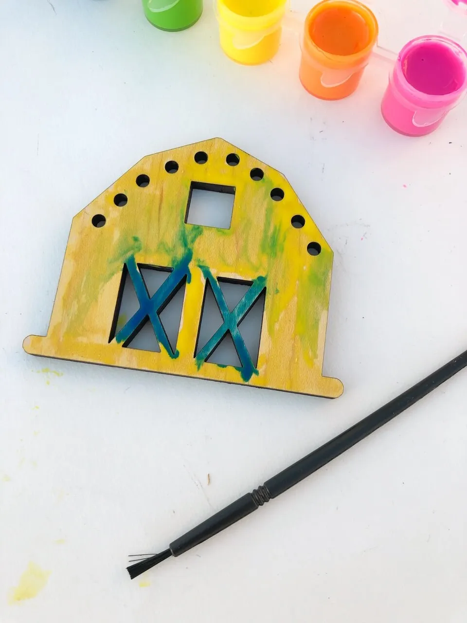 Wooden Lacing Toy Set, Wooden Farm Set Threading Toy, Tractor Lace Card, Barn Cow Sewing Toys for Kids