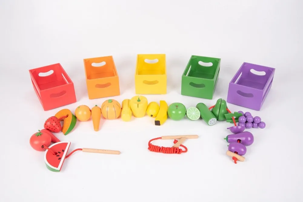 wooden sorting fruit & veg crates