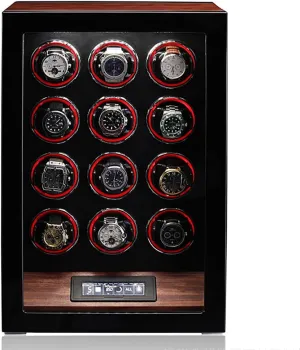 Wooden Storage Case (Color abound : Black$ Size : 12 0) Watch Winders for 2 4 6 9 12 Watches with Quiet Motor Watch Winder Box Display Case LED Illumination and LCD Touchscreen Control 