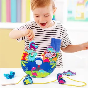 Wooden Toy Threading Stacking Wireless-enabled Montessori Wooden Toy from Skills Learning Years Toy 3D Stones Balancing Toy Wooden Game Stacking 3 Motor for Toy Game Gifts Wide array Dinosaur Children Game