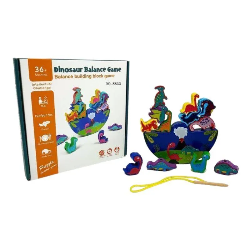 Wooden Toy Threading Stacking Wireless-enabled Montessori Wooden Toy from Skills Learning Years Toy 3D Stones Balancing Toy Wooden Game Stacking 3 Motor for Toy Game Gifts Wide array Dinosaur Children Game