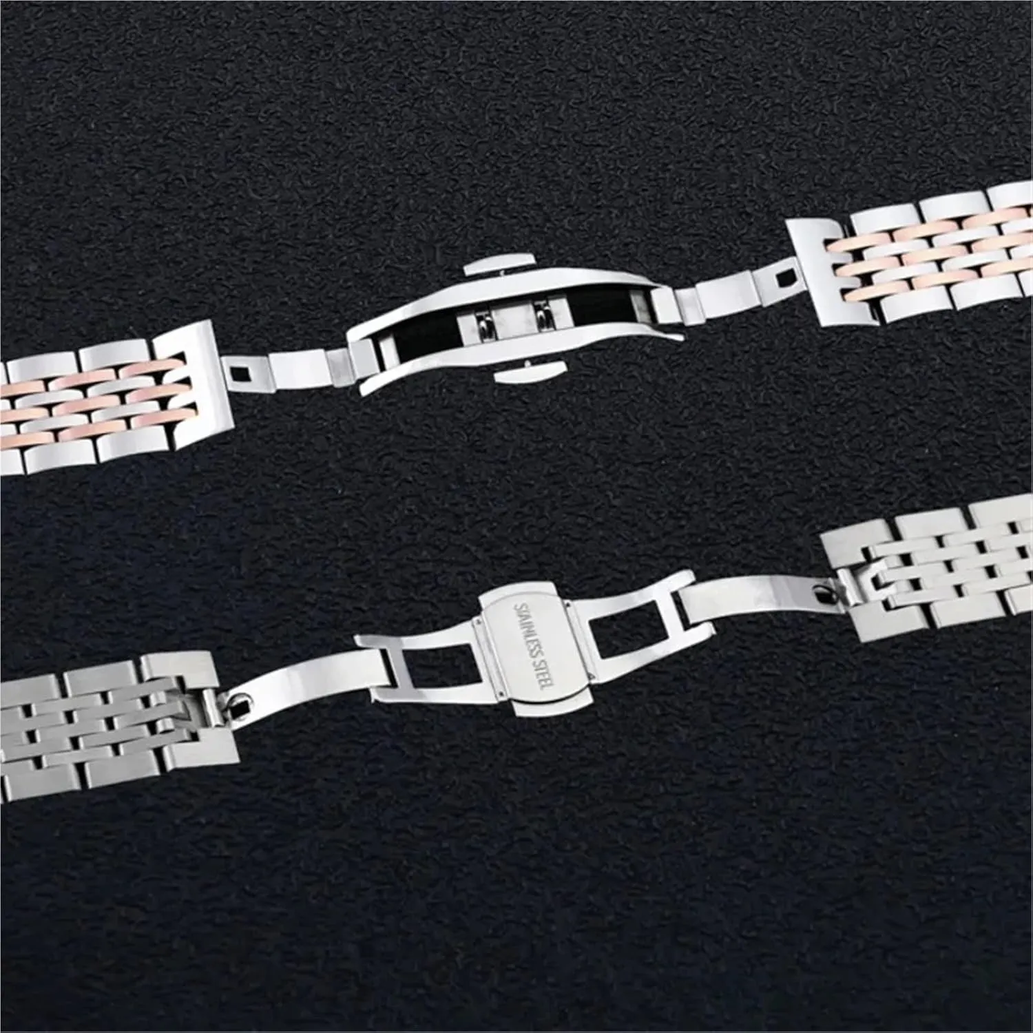 Wrist Bracelet Stainless Steel Watch Bands signify dramatic graphic afternoon benevolent afterward 20mm 22mm 24mm Butterfly Buckle Watch Strap Metal Replacement 