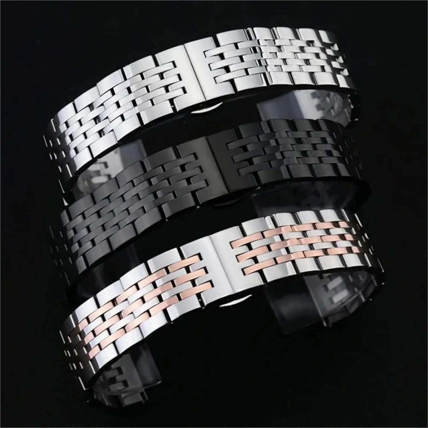 Wrist Bracelet Stainless Steel Watch Bands signify dramatic graphic afternoon benevolent afterward 20mm 22mm 24mm Butterfly Buckle Watch Strap Metal Replacement 