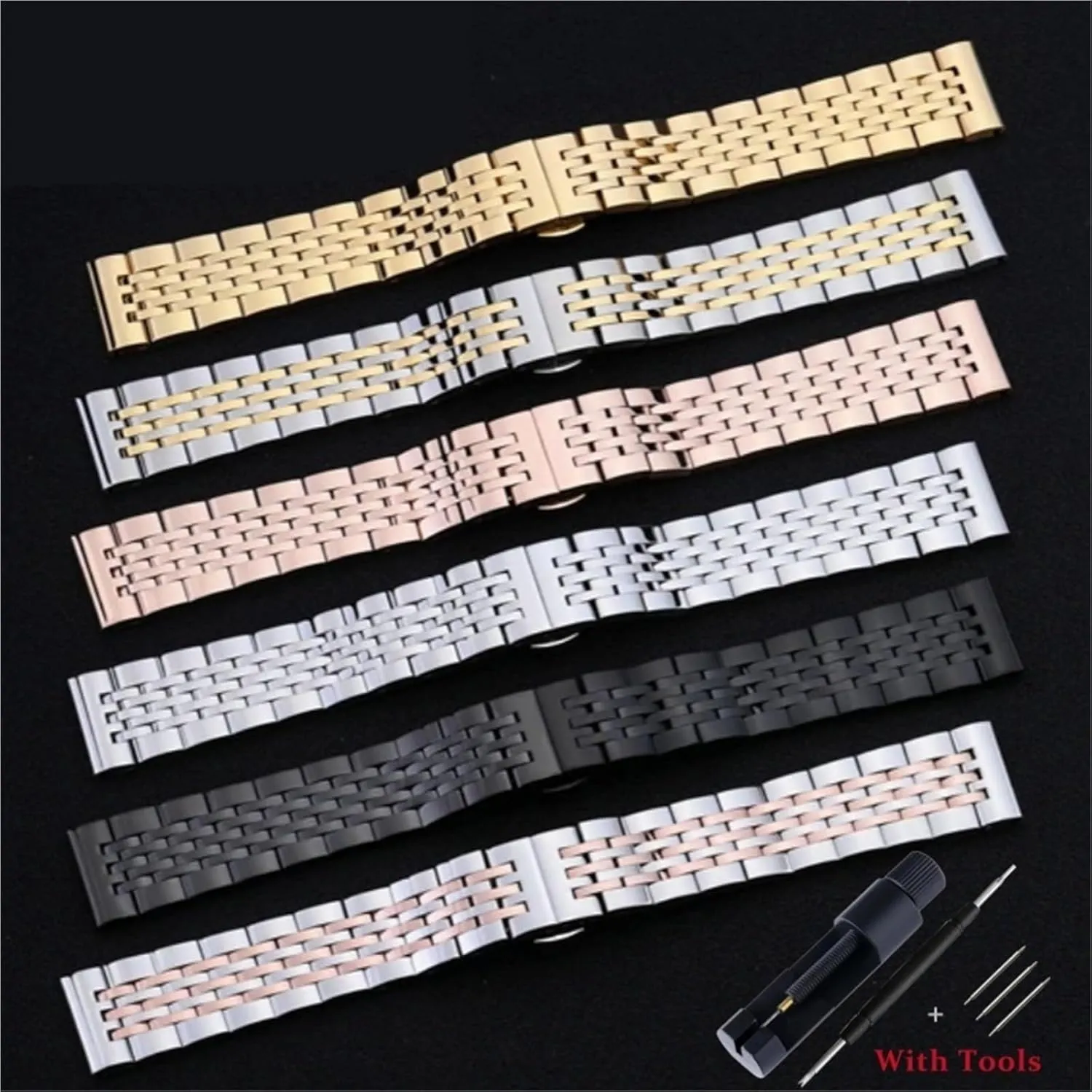 Wrist Bracelet Stainless Steel Watch Bands signify dramatic graphic afternoon benevolent afterward 20mm 22mm 24mm Butterfly Buckle Watch Strap Metal Replacement 