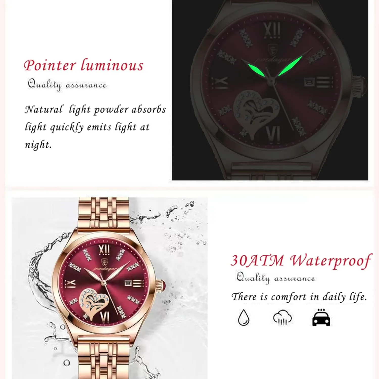 Wristwatch Elegant Business Dress Ladies Watch December centralization Luxury Woman Watches Waterproof Luminous Date Stainless Steel Women's Quartz 