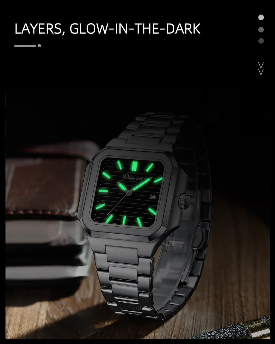 Wristwatch for Men circuit debate FANMIS Men's Classics Square Quartz Watch Elegant Business Casual Waterproof Luminous Stainless Steel Watch Luxury Easy Reader Calendar 