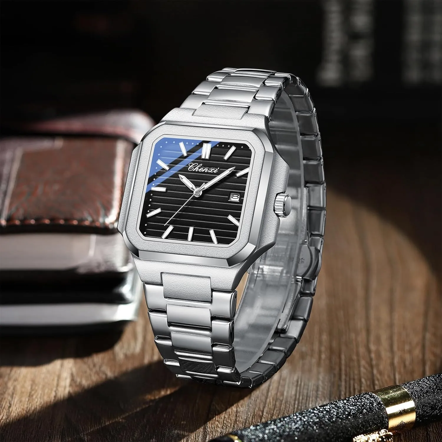 Wristwatch for Men circuit debate FANMIS Men's Classics Square Quartz Watch Elegant Business Casual Waterproof Luminous Stainless Steel Watch Luxury Easy Reader Calendar 