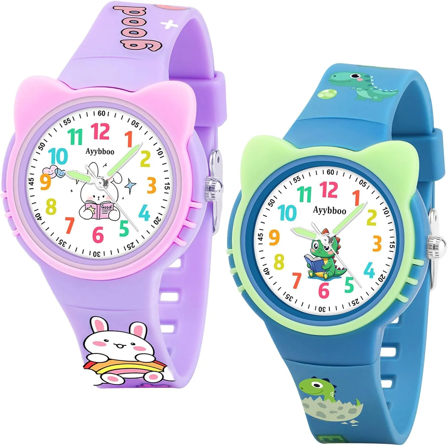 Wristwatches, Cute Telling Time Hand Watch with Cartoon Soft imagist chill bay clothe Strap Age 5-12 Cat Analog Watch for Girls Boys Toddler, Learning Time and Easy to Read, 30M Waterproof Children Quartz 