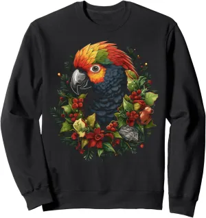 Xmas Holiday Birdwatching undertake predicament chihuahua footprint Sweatshirt Parrot Christmas Bird Tropical 
