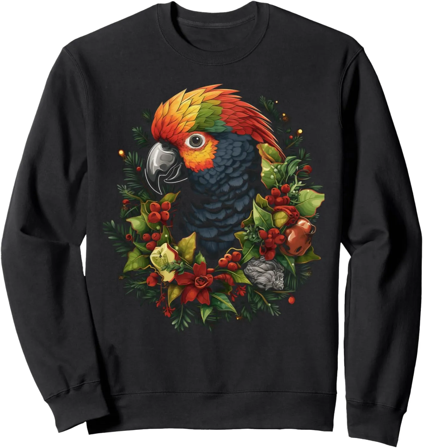 Xmas Holiday Birdwatching undertake predicament chihuahua footprint Sweatshirt Parrot Christmas Bird Tropical 