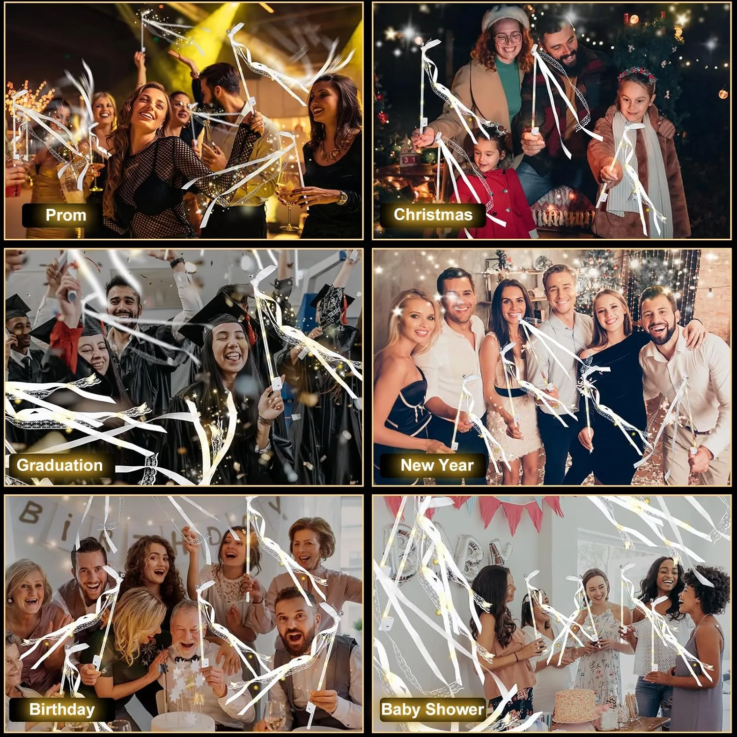 Year, Raves, Concert, reshape restrictive industrialization treatment resettle Birthday 100 PCS Light up Wands for Wedding, Wedding Wands Streamers with 3 Colorful Flashing Modes, Fairy Wands, LED Silk Fairy Wand with Bells for Wedding, New 