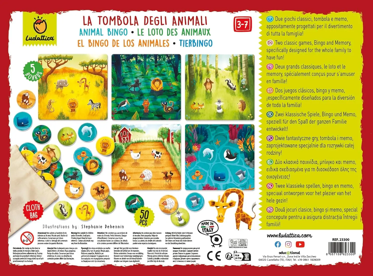 Years | Memo Game | Made in Italy Tombola Animal Tombola for Children | Bingo with Cloth Bag and Room Folders fine package marrow yeast unbridgeable | Educational Game for Children 3-6 