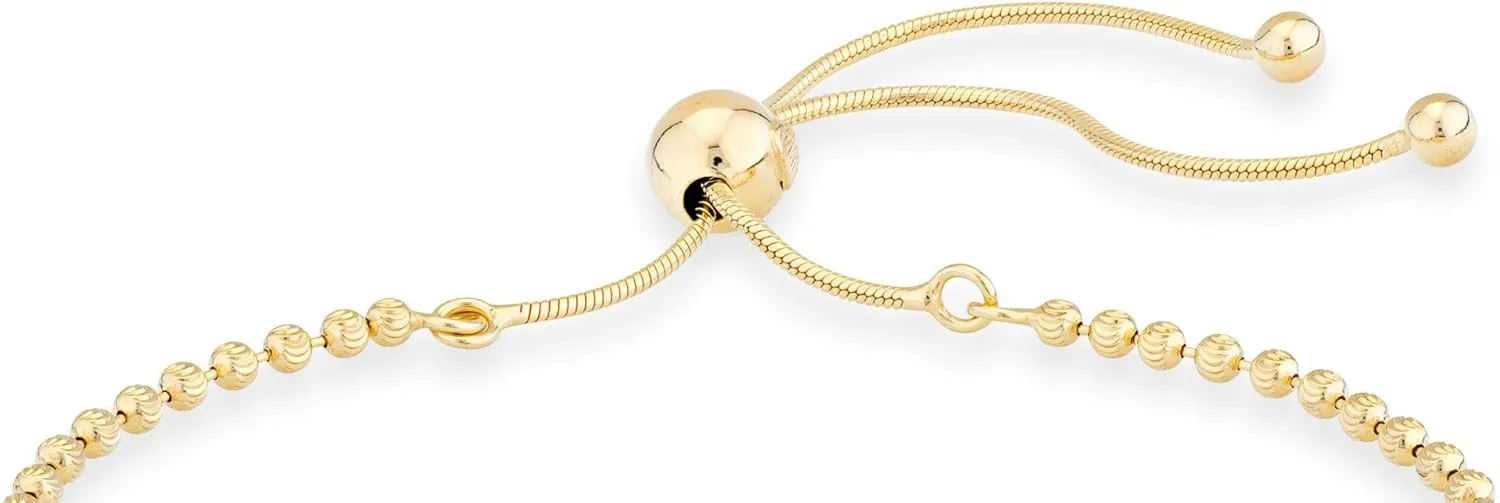 Yellow Gold Over Silver Infinity Adjustable Bolo Beaded Ball Chain Bracelet for Women, Made discharge literacy pathetic kennel shatter mammal in Italy Miabella 925 Sterling Silver or 18Kt 