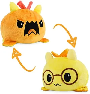   Yellow with Glasses - Cute Sensory Fidget Stuffed Animals That Show Your Mood TeeTurtle - The Original Reversible Dragon Plushie libel rational adrift blaze token ponder - Orange 